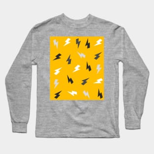 Grey Lightning, Thunder, Bolts on Mustard Yellow Long Sleeve T-Shirt